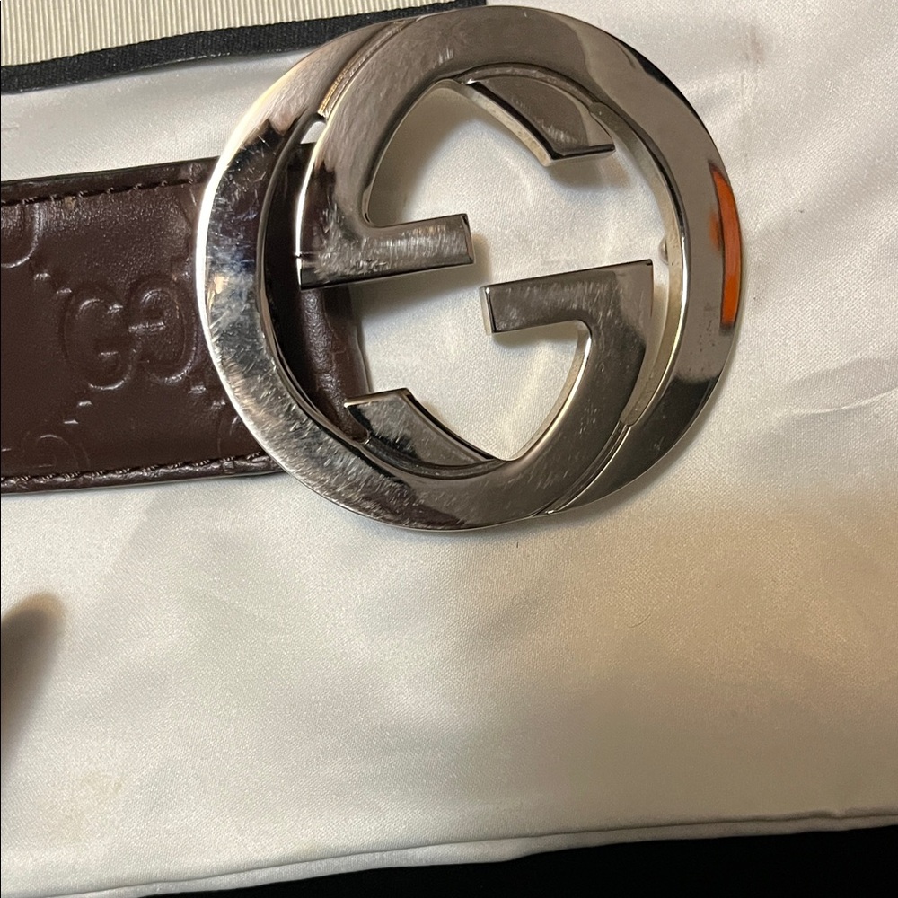 Gucci Brown Embossed Belt Bag with Silver Logo Buckle - Picture 4 of 5